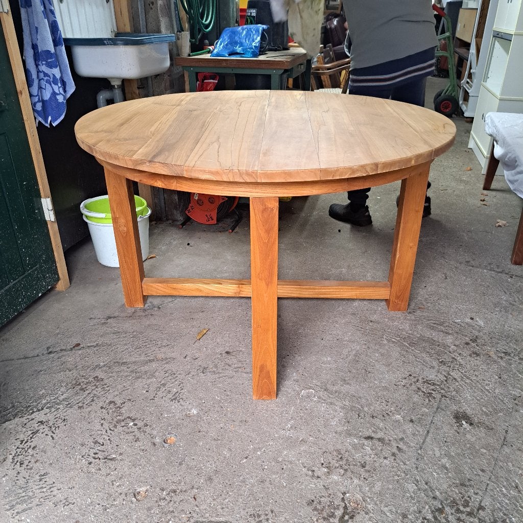 Ronde houten eettafel - 125cm diameter, Huis en Inrichting, Ophalen, Gebruikt, Modern, Vier personen