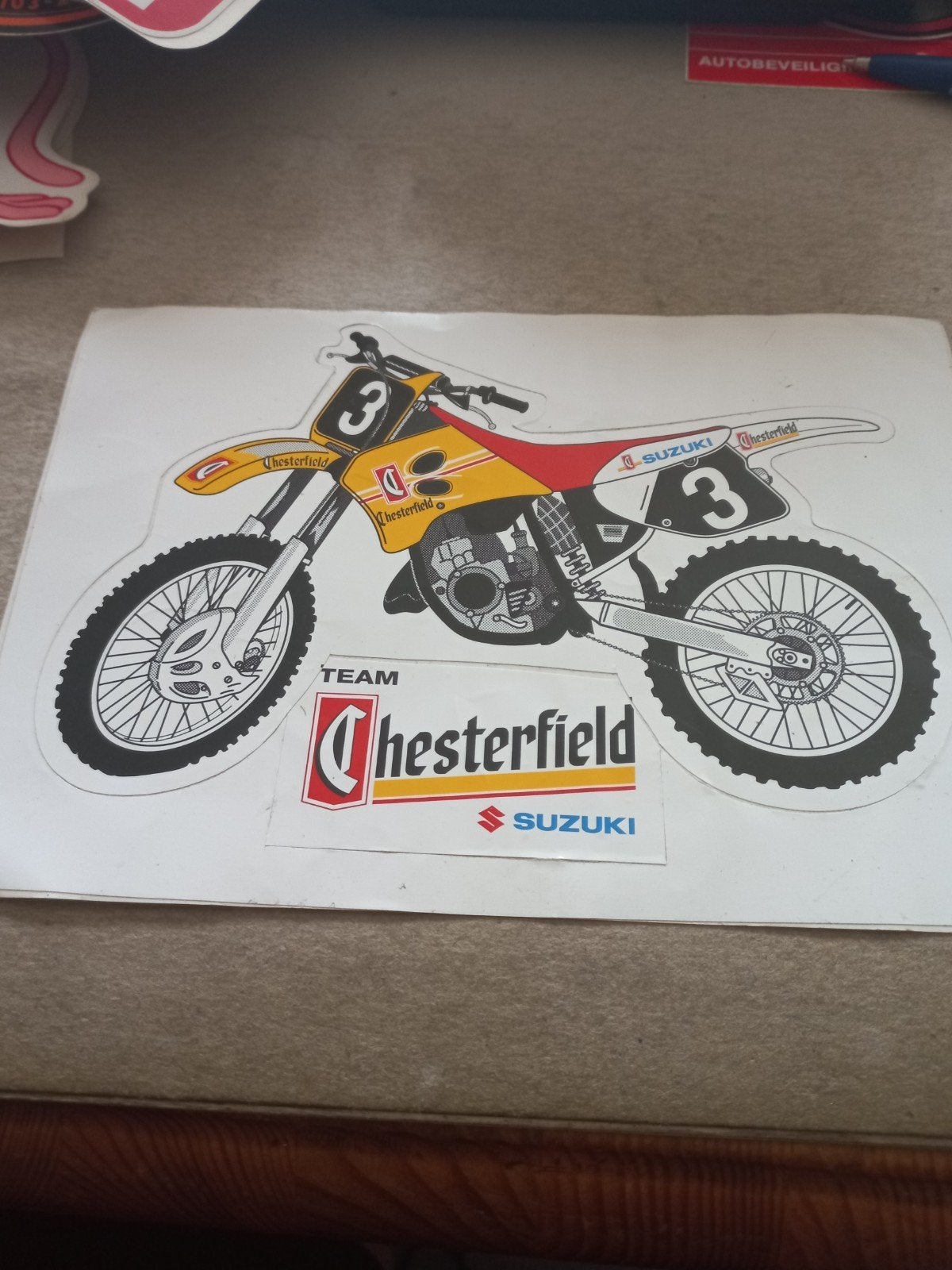 Vintage Suzuki Chesterfield Motorcross Sticker, Ophalen of Verzenden, Zo goed als nieuw, Auto of Motor