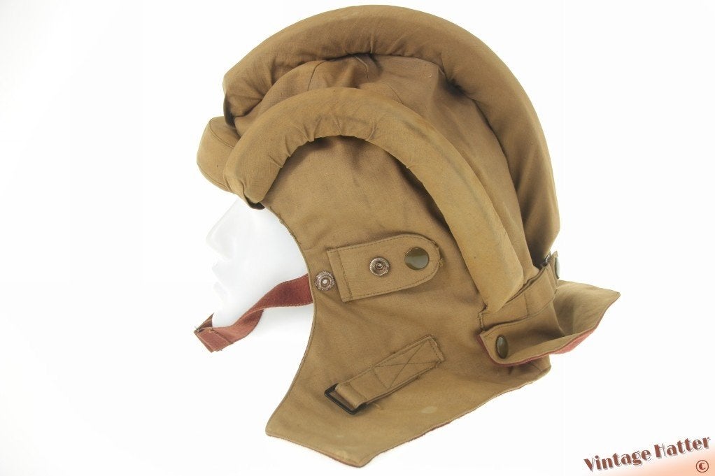 Vintage tankhelm kaki bruin katoen 57-58 gratis verzenden NL, Tweede Egelantiersdwarsstraat 7, Amsterdam (NL), Ophalen of Verzenden