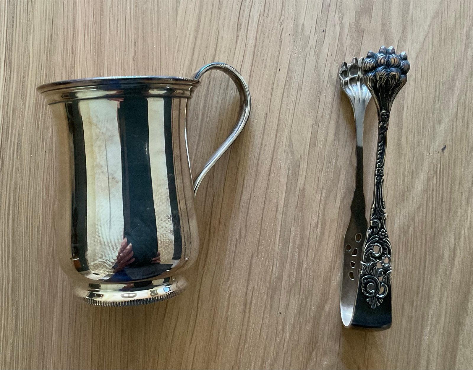 Verzilverde Beker en Suikertang, Ophalen of Verzenden