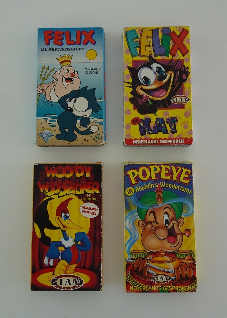 4 Klassieke Tekenfilms op Videoband, Cd's en Dvd's, VHS | Kinderen en Jeugd, Alle leeftijden, Ophalen, Zo goed als nieuw, Tekenfilms en Animatie