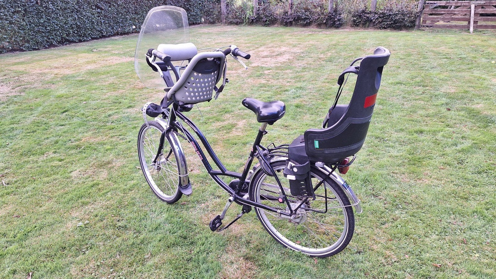 Mammafiets met Bobike achterzitje en Yepp voorzitje, Fietsen en Brommers, Fietsen | Dames | Damesfietsen, Ophalen, Gebruikt, Sparta