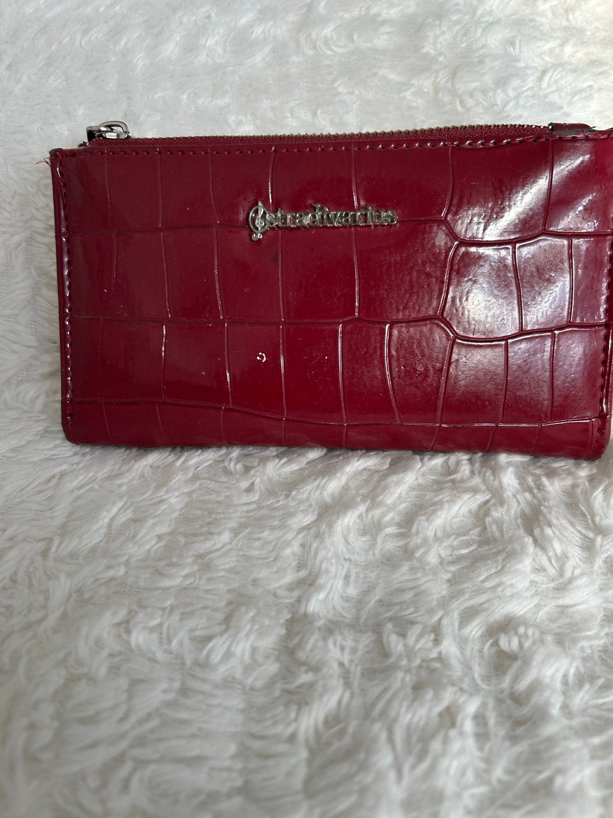 Stradivarius Wijnrode Portemonnee Nepleer Polyester, Ophalen of Verzenden, Gebruikt, Rood, Overige merken
