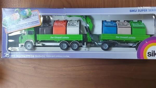 Siku 3813 Iveco recycling oplegger + aanhanger Duits, Ophalen of Verzenden, Zo goed als nieuw, Bus of Vrachtwagen, SIKU