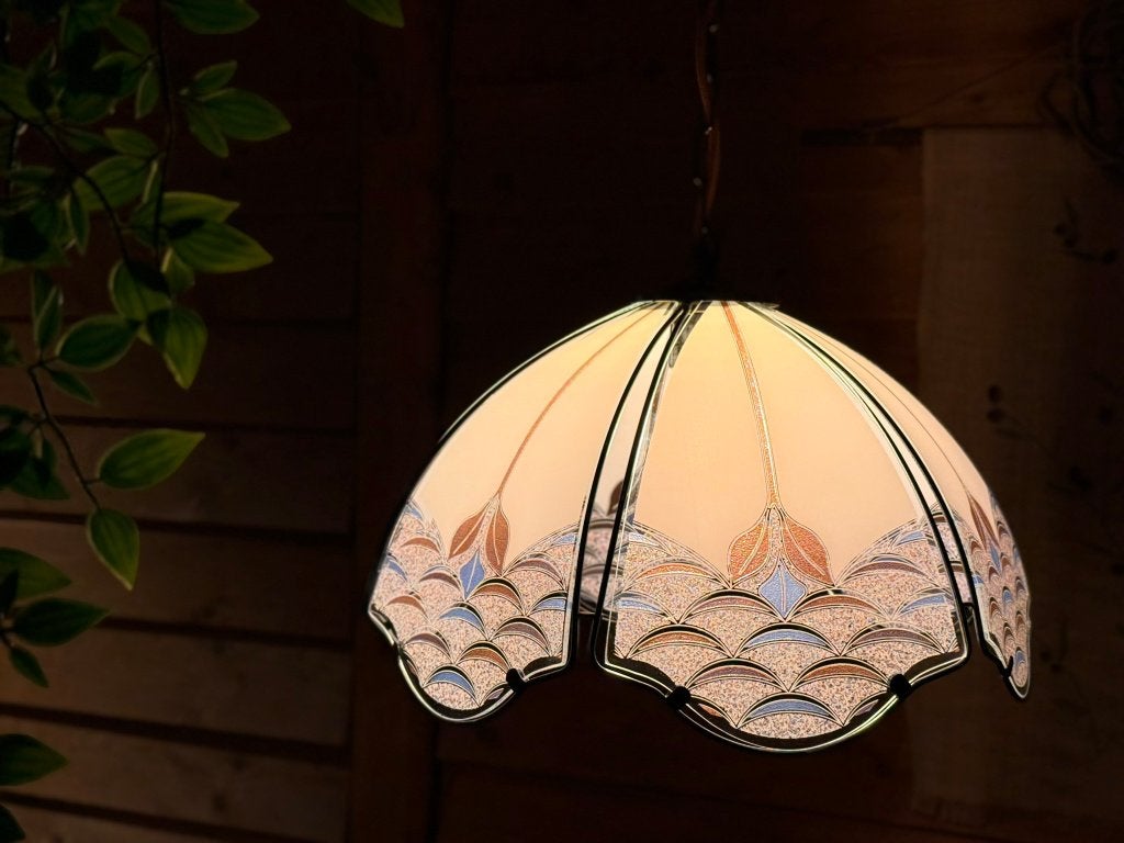 Vintage design hanglamp jaren 80 uit Italië, Ophalen, Gebruikt, Glas, Tiffany, Hollywood Regency