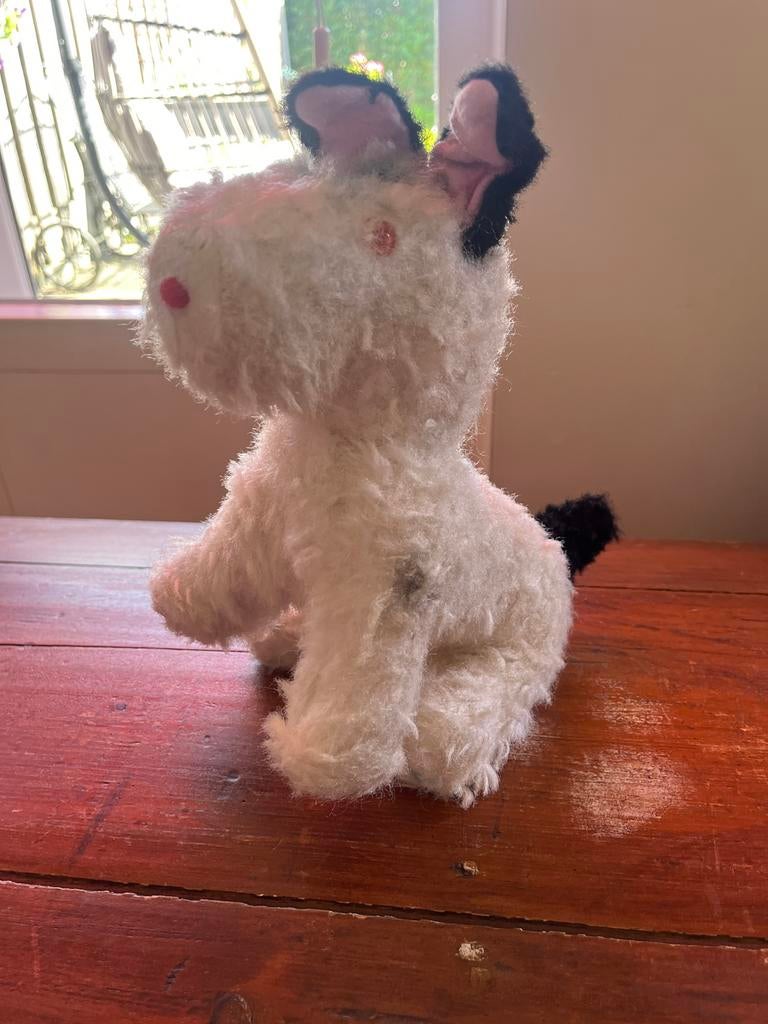 Steiff hondje - Vintage kinder speelgoed, Gebruikt, Overige merken, Middelgroot (20 tot 80 cm), Wit
