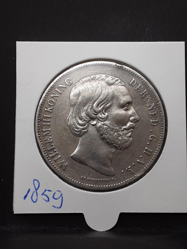 Rijksdaalder 1859 koning Willem III, Koning Willem III, Zilver, Ophalen of Verzenden, Losse munt