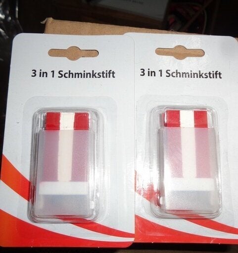 Partij 3 in 1 sminkstift rood wit rood, ., Nieuw, Ophalen of Verzenden, .