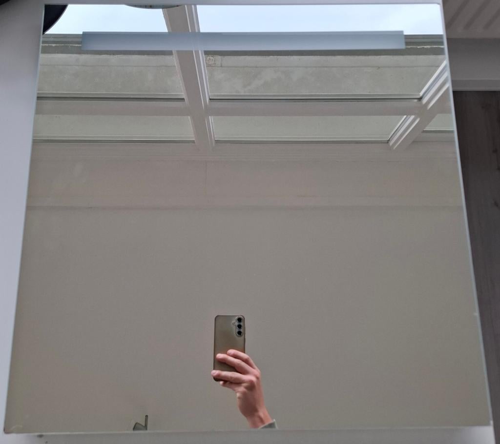 Spiegel met ingebouwde lichtstrip (60×60 cm), Ophalen, Rechthoekig, 50 tot 75 cm, Minder dan 100 cm