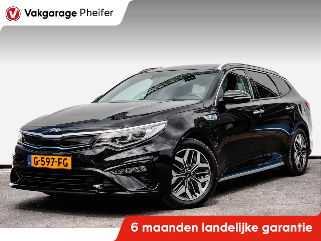 Kia Optima Sportswagon 2.0 GDI PHEV DynamicPlusLine Trekhaak, Gebruikt, Met garantie (alle), Leder en Stof, Zwart