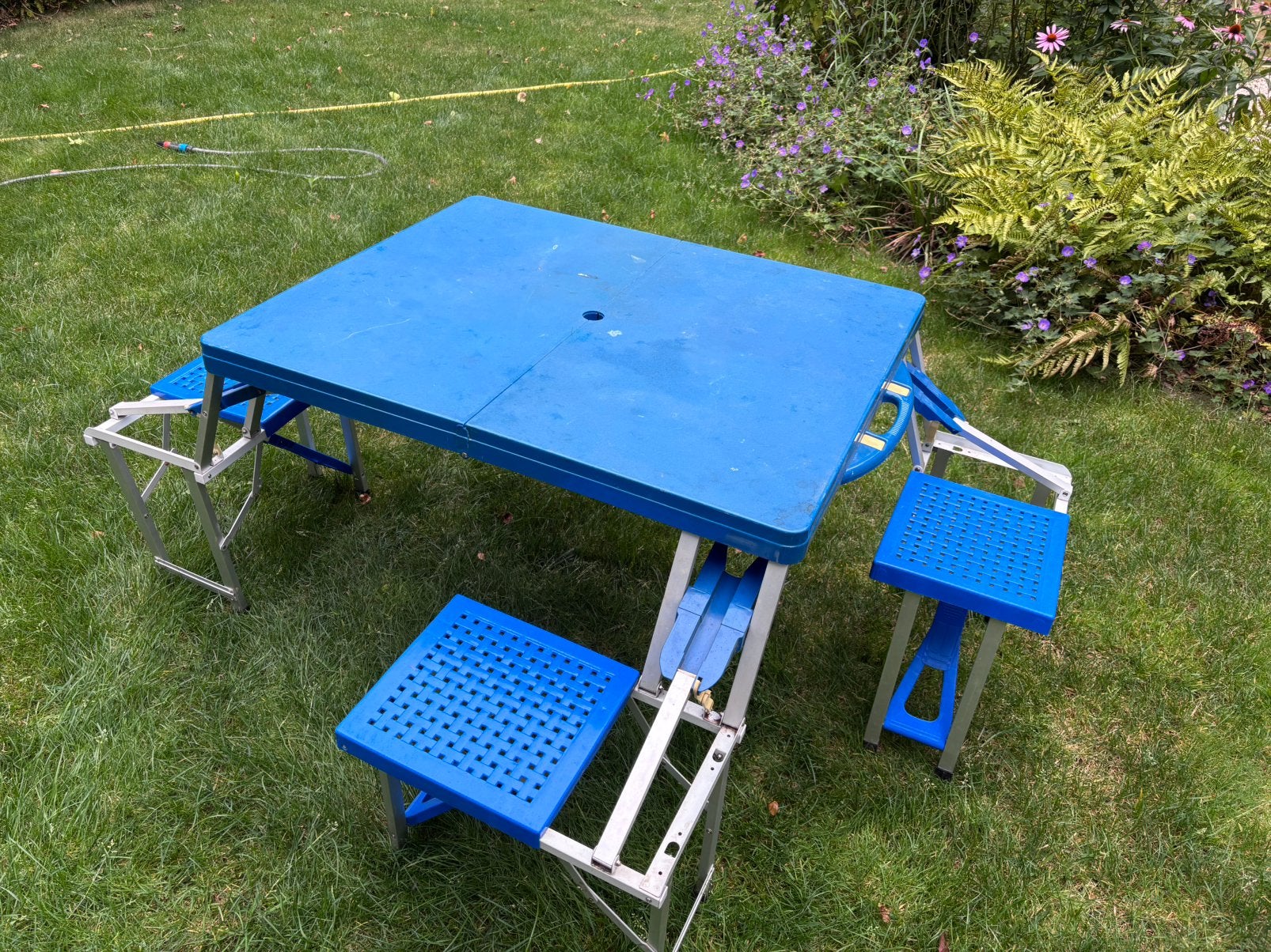 Picknick tafel opklapbaar, Ophalen of Verzenden, Gebruikt, Vierkant, Aluminium
