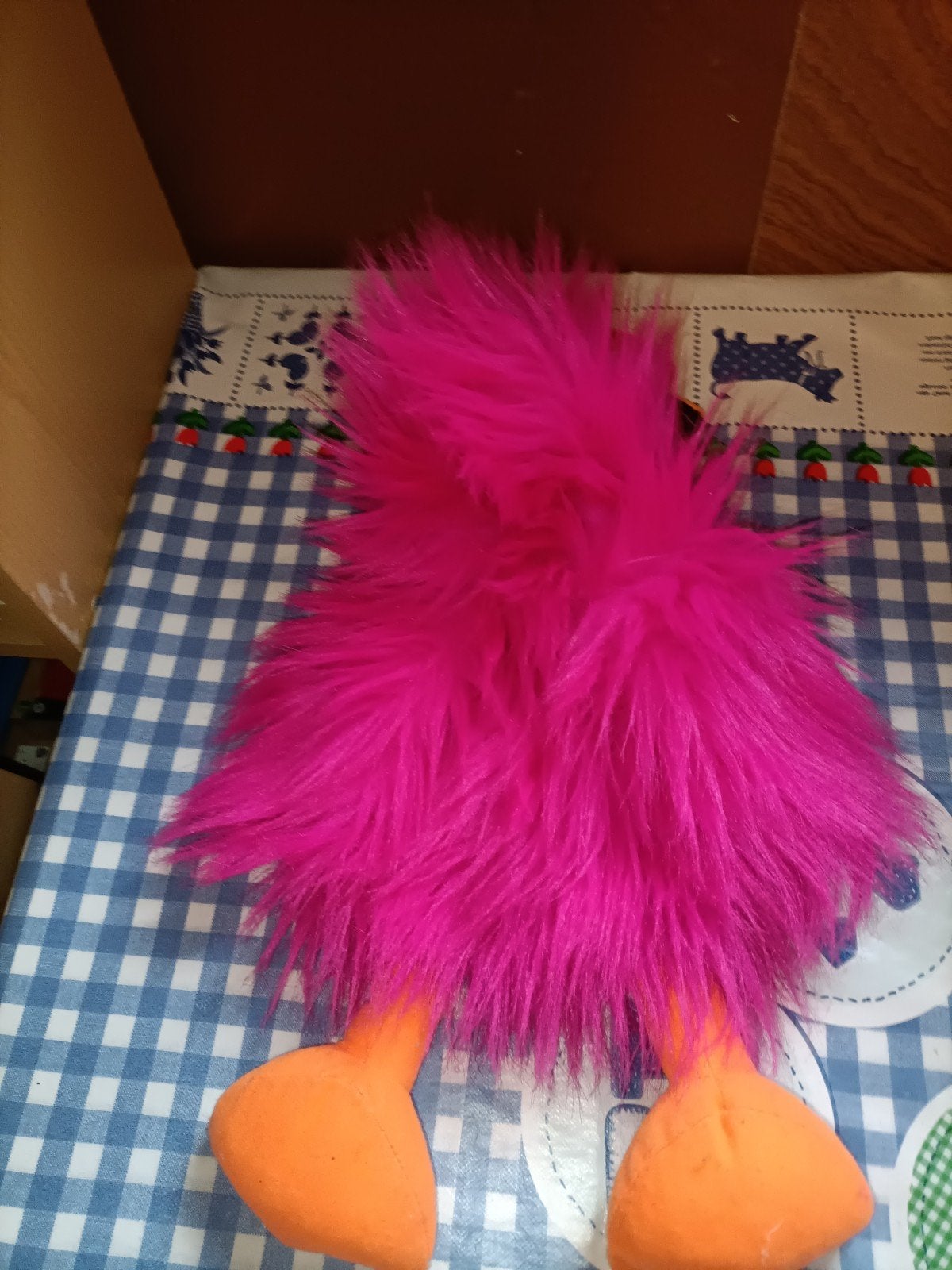 Roze vogel handpop knuffel kraai handpop 40 cm, Ophalen of Verzenden, Zo goed als nieuw, Overige typen