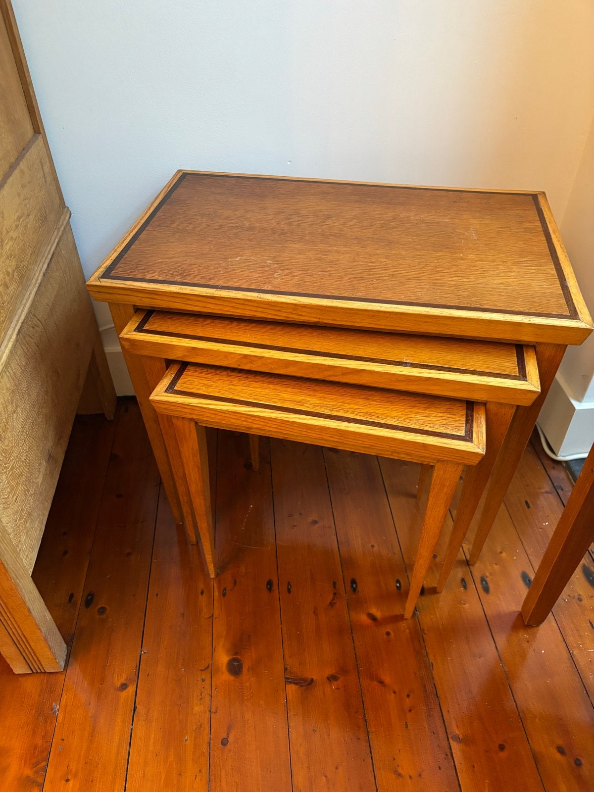Stijlvolle bijzettafeltjes - Set van 3, Minder dan 55 cm, Gebruikt, Rechthoekig, Hout