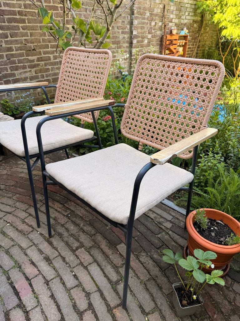 6 Karwei tuinstoelen met kussens, Tuin en Terras, Tuinstoelen, Ophalen, Gebruikt, Metaal