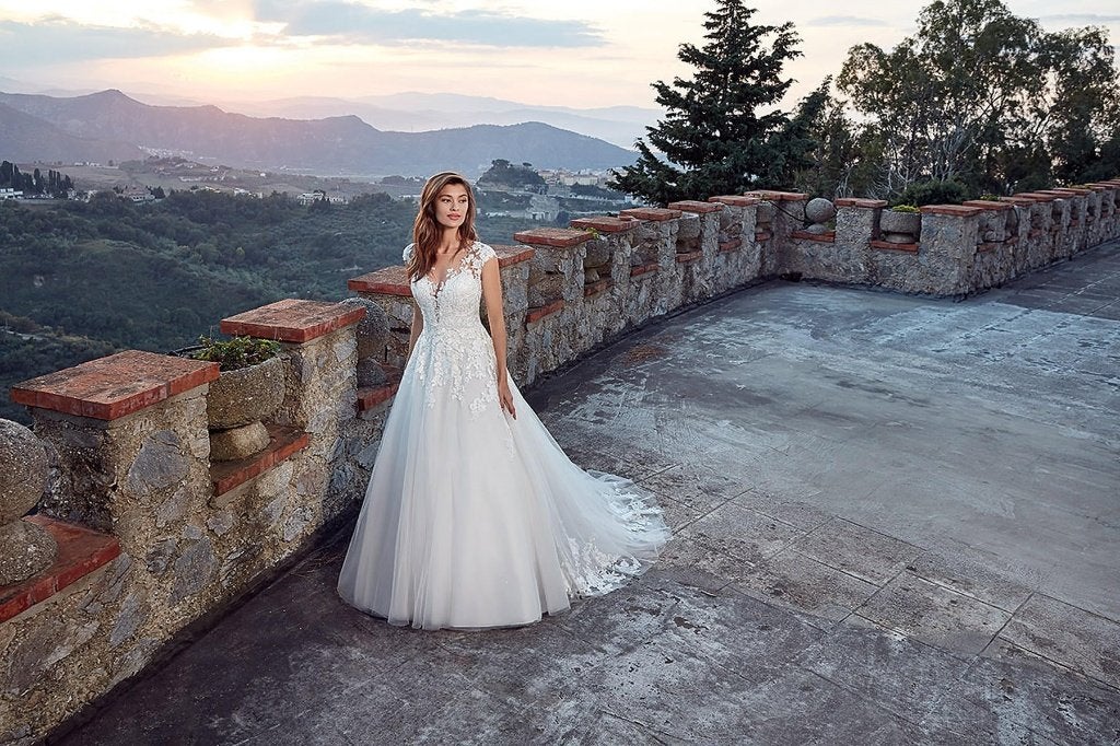 Bruidsjapon Eddy K Bridal EK1266 - Ivory skin, Trouwjurk, Wit, Ophalen of Verzenden, Zo goed als nieuw