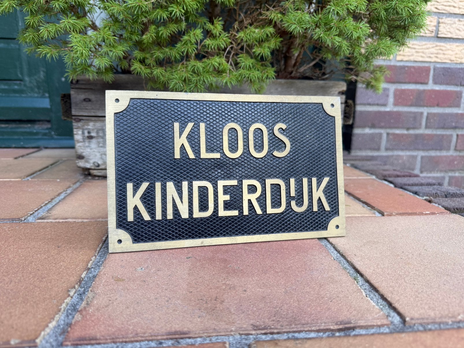 Oud bronzen reclamebord kloos kinderdijk scheepsbouw, Ophalen of Verzenden, Zo goed als nieuw, Reclamebord