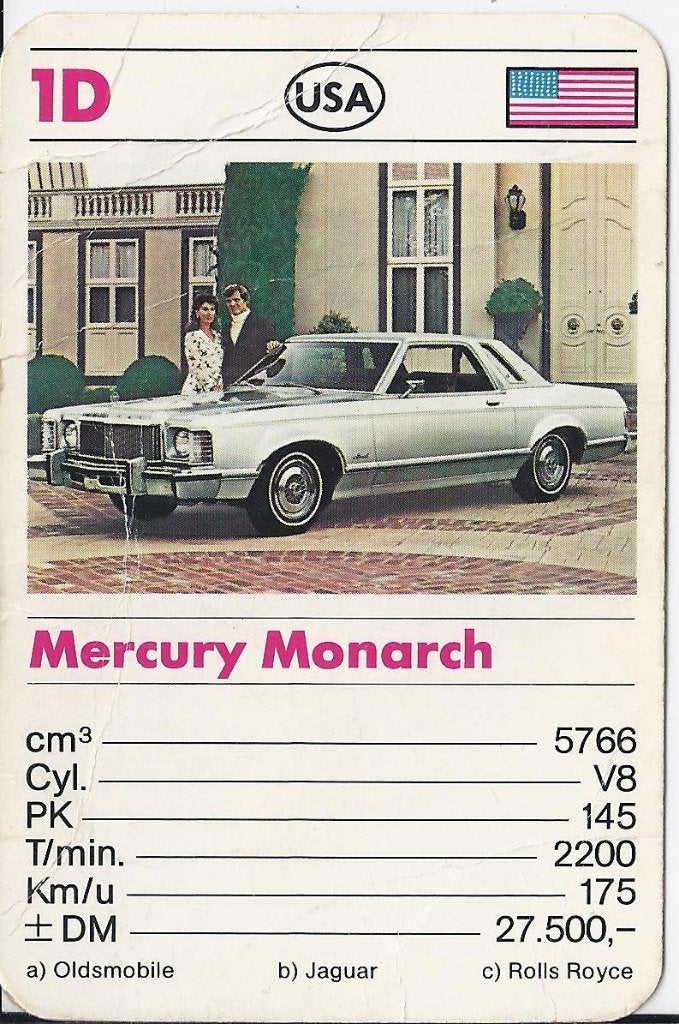 Kw3042 autokaartje mercury monarch ( 1d), Ophalen of Verzenden, Zo goed als nieuw, Auto's