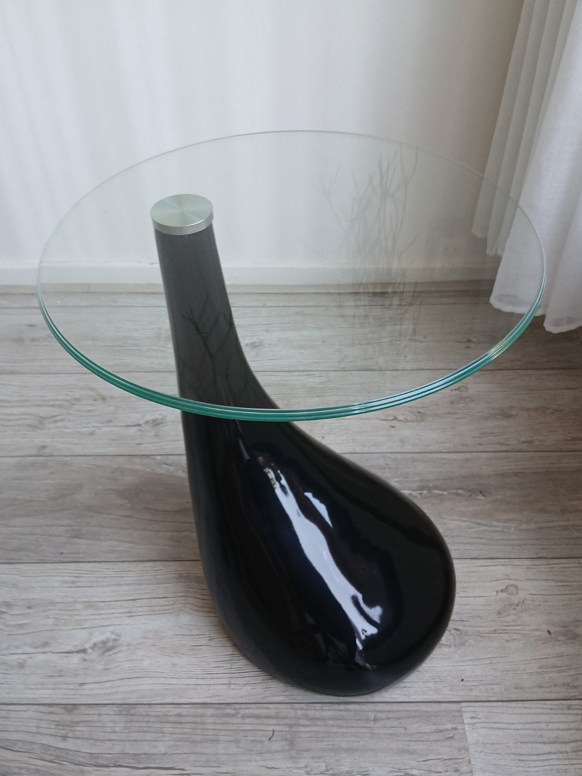 Bijzettafel "druppel" met glasplaat., Ophalen, Glas