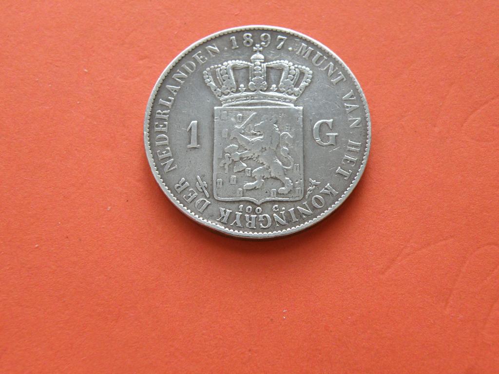 Nederland 1 gulden 1897 zilver, Postzegels en Munten, Munten | Nederland, 1 gulden, Verzenden, Zilver, Koningin Wilhelmina