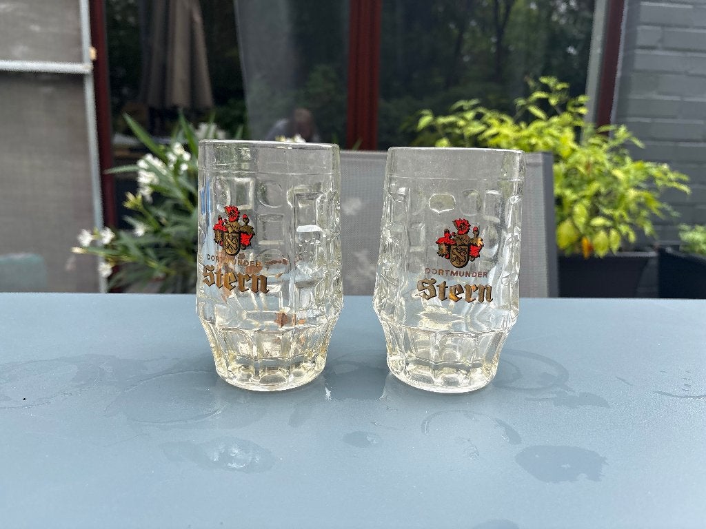 2 Vintage glazen bierpul - Dortmunder Stern, Ophalen of Verzenden, Zo goed als nieuw, Pul(len), Overige merken
