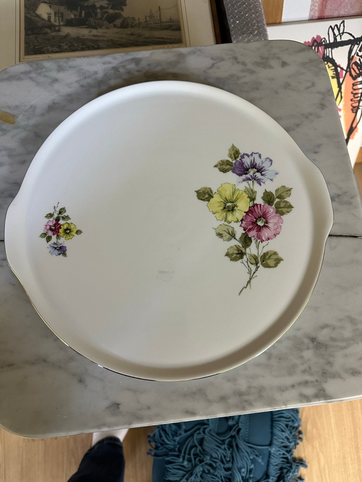 Vintage Hutschenreuther Gebakschaal met Bloemmotief, Ophalen of Verzenden