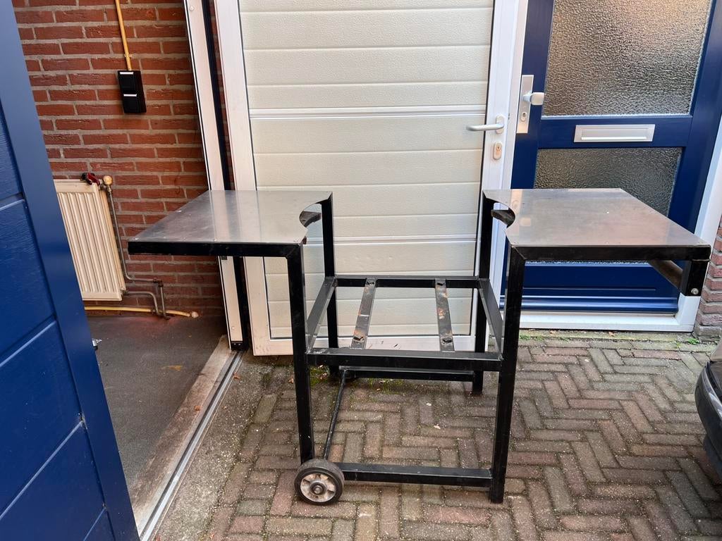 BBQ tafel, dik rvs en staal voor green egg xl, Tuin en Terras, Ophalen, Zo goed als nieuw, Gas