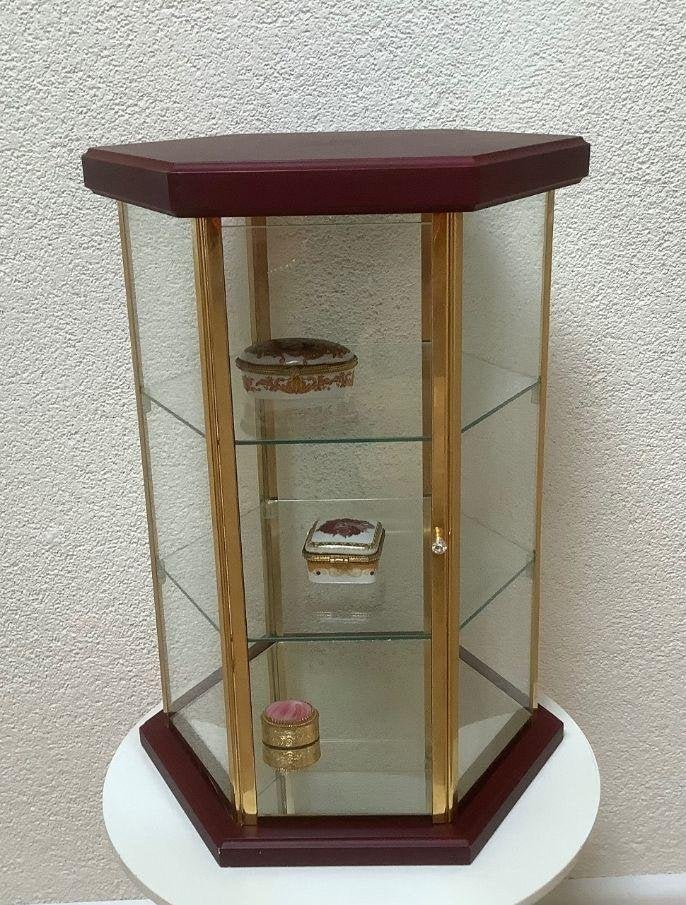 Beeldig klein vitrinekastje (6-kantig), Huis en Inrichting, Ophalen, Minder dan 50 cm, Gebruikt, Glas