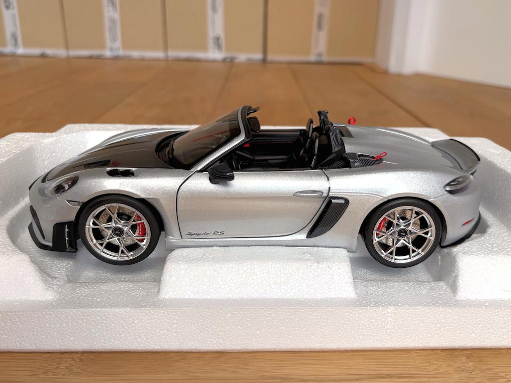 Porsche Boxster 718 Spyder RS Weissach Pack zilver Norev ovp, Ophalen of Verzenden, Nieuw, Auto, Norev
