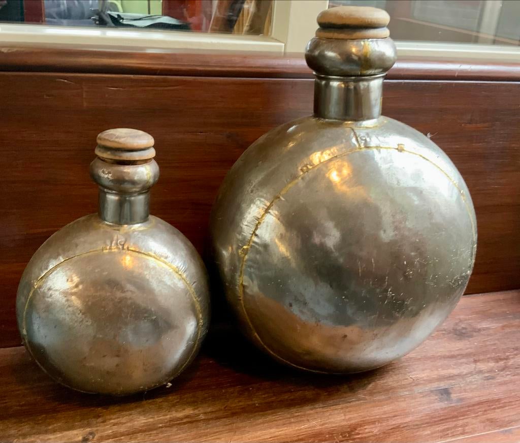 Antieke Indiase Badla Flessen - Wabi Sabi Waterdragers, Ophalen of Verzenden