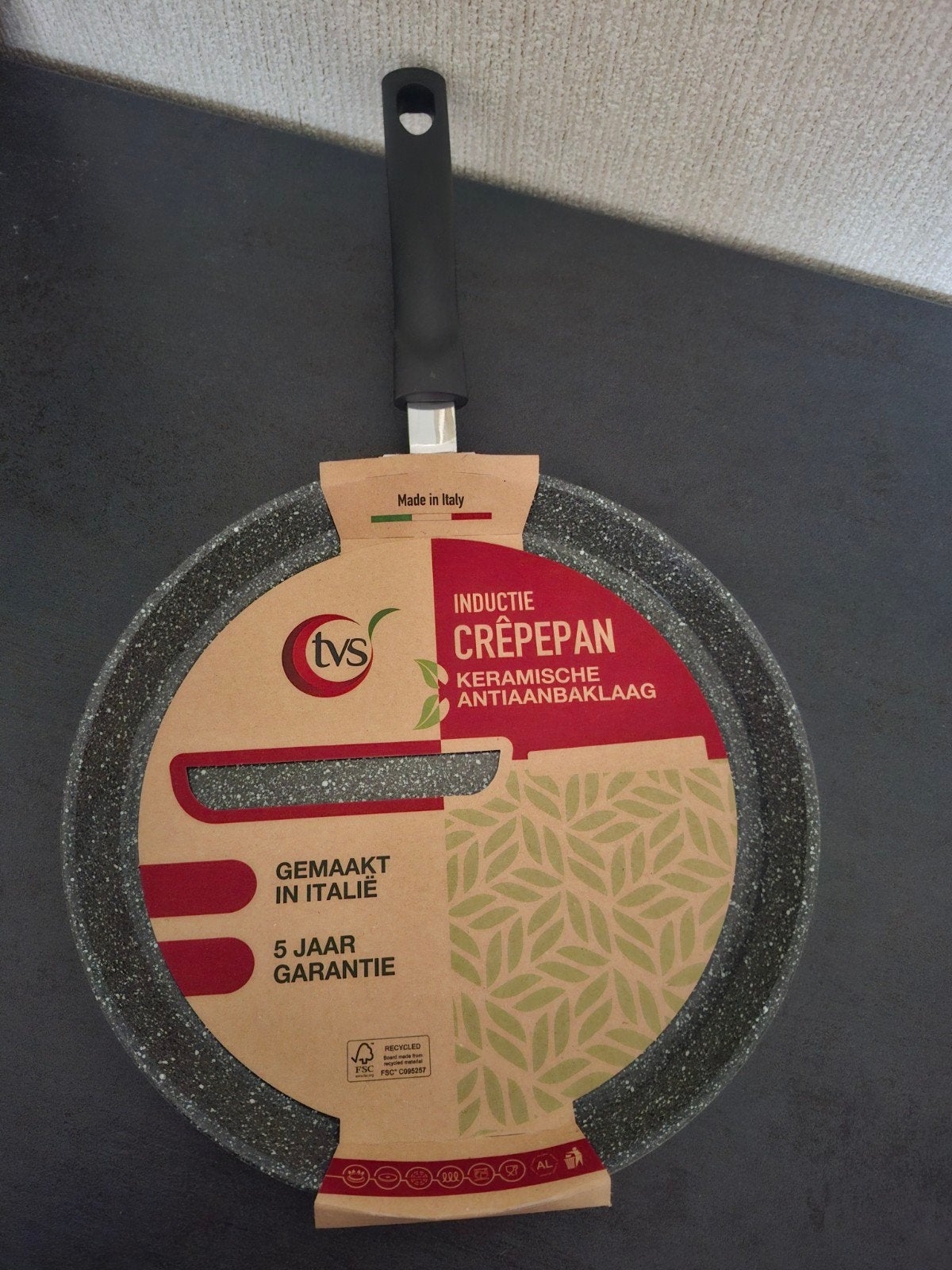TVS Inductie Crêpepan met Keramische Antiaanbaklaag, Huis en Inrichting, Pannenkoekenpan, Overige materialen, Nieuw, Ophalen of Verzenden