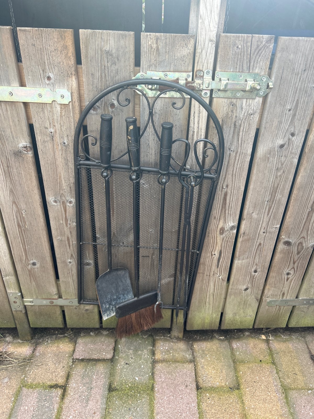 Haardstel met standaard - Gebruikt, Ophalen of Verzenden, Gebruikt, Vrijstaande haard, Overige soorten