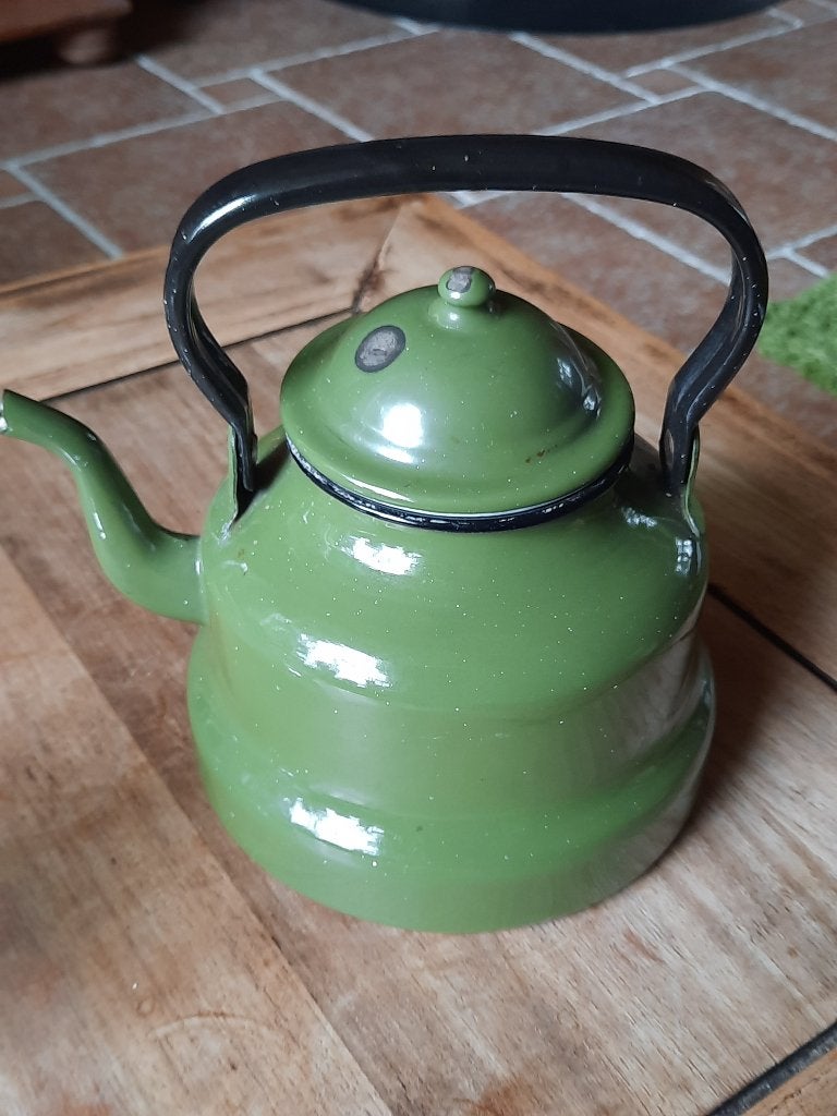 Mosgroen emaille ketel, Ophalen of Verzenden