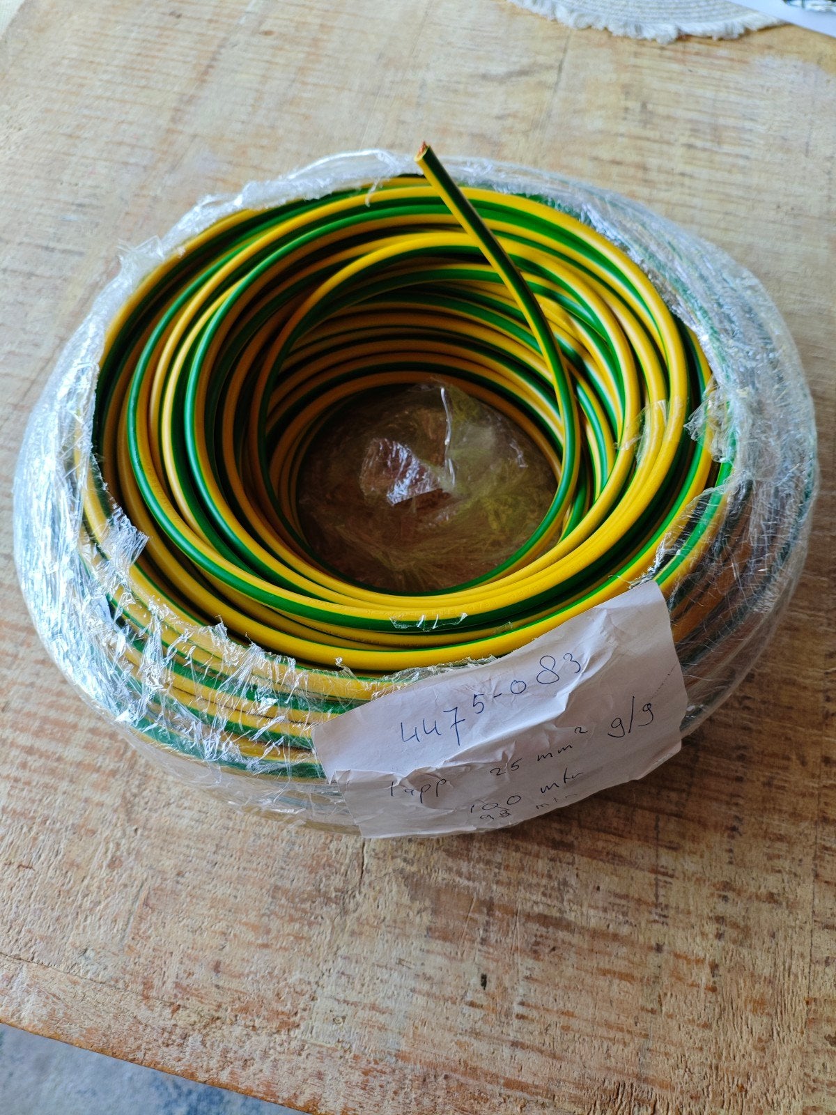 93 meter 25mm2 Geel Groen Aarddraad Installatiekabel, Ophalen, Nieuw, Kabel of Snoer
