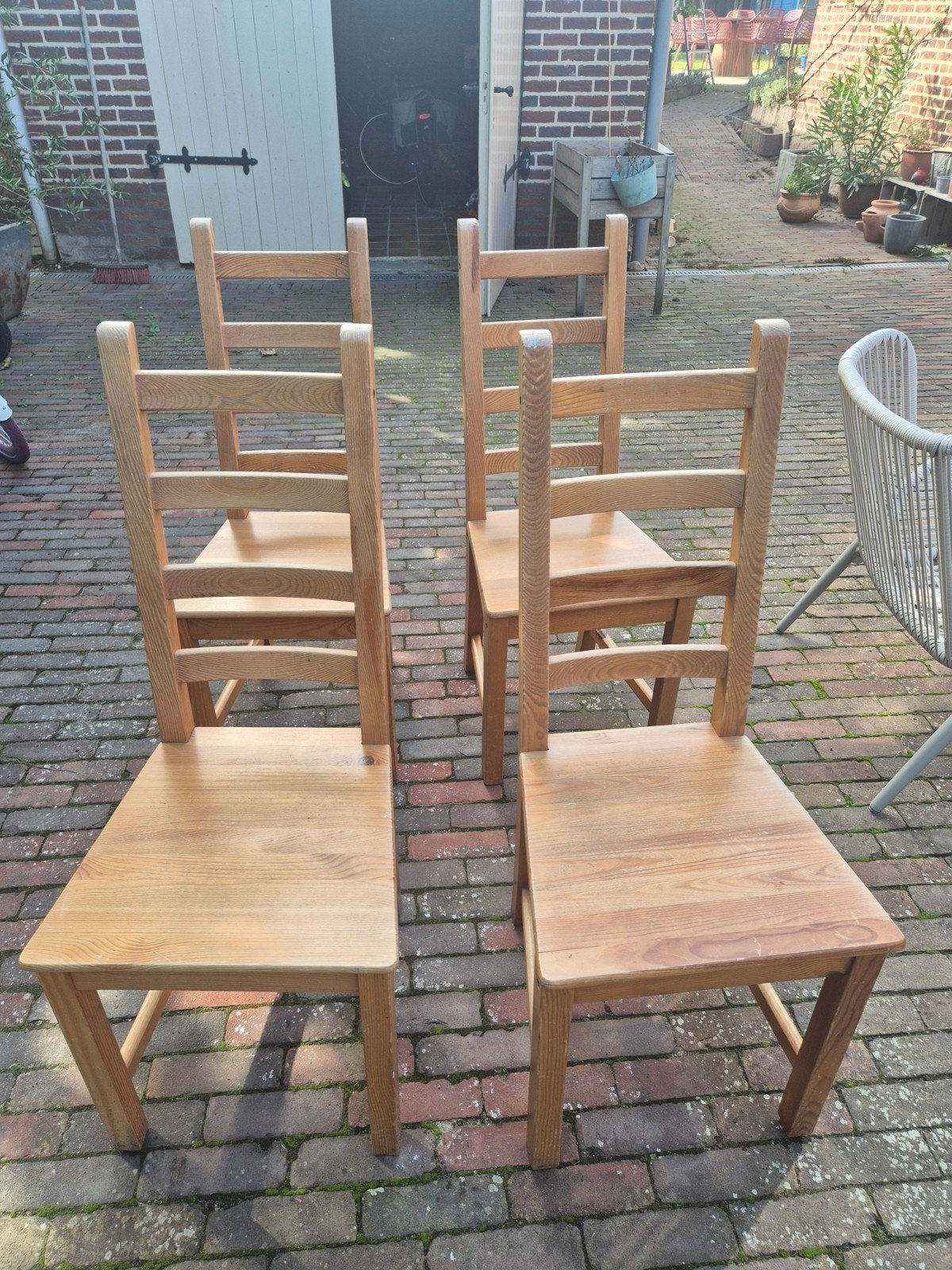 Set van 4 houten stoelen gratis, Ophalen, Gebruikt, Overige kleuren, Vier