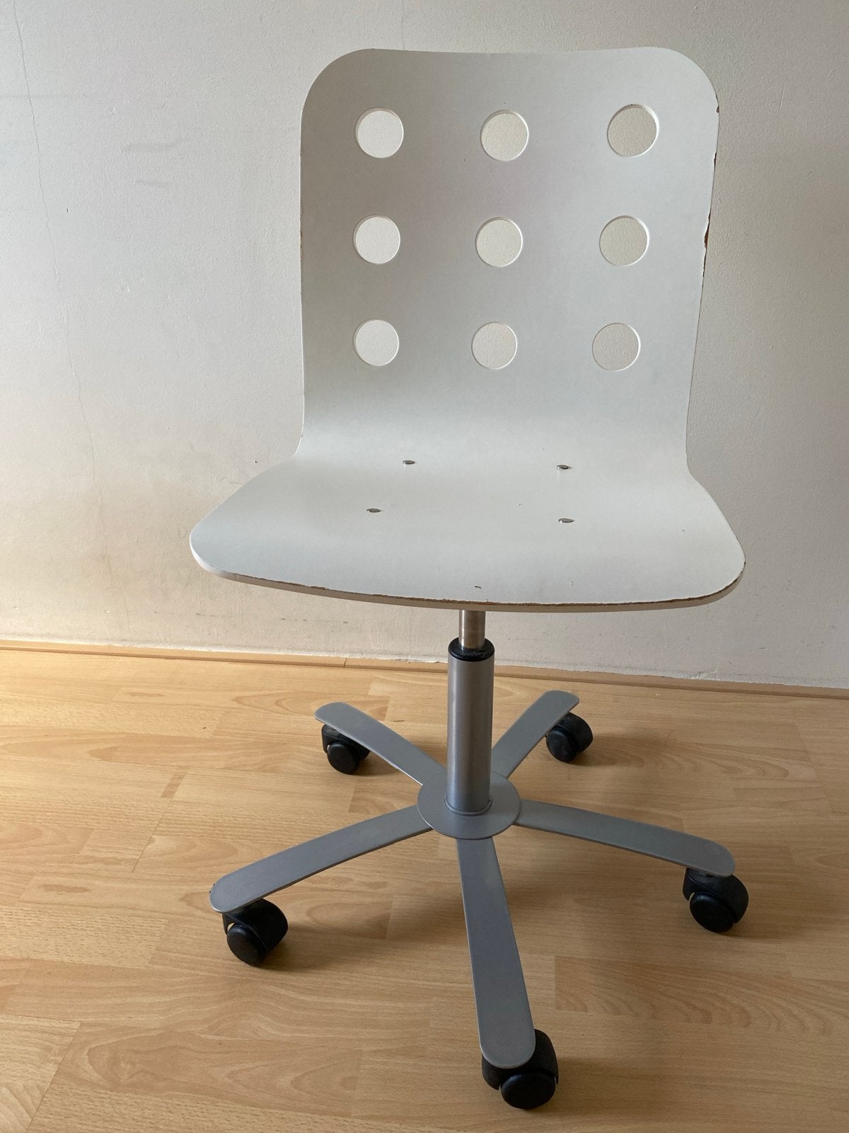 Witte IKEA bureaustoel met wieltjes - verstelbaar, Ophalen, Gebruikt, Wit, Bureaustoel