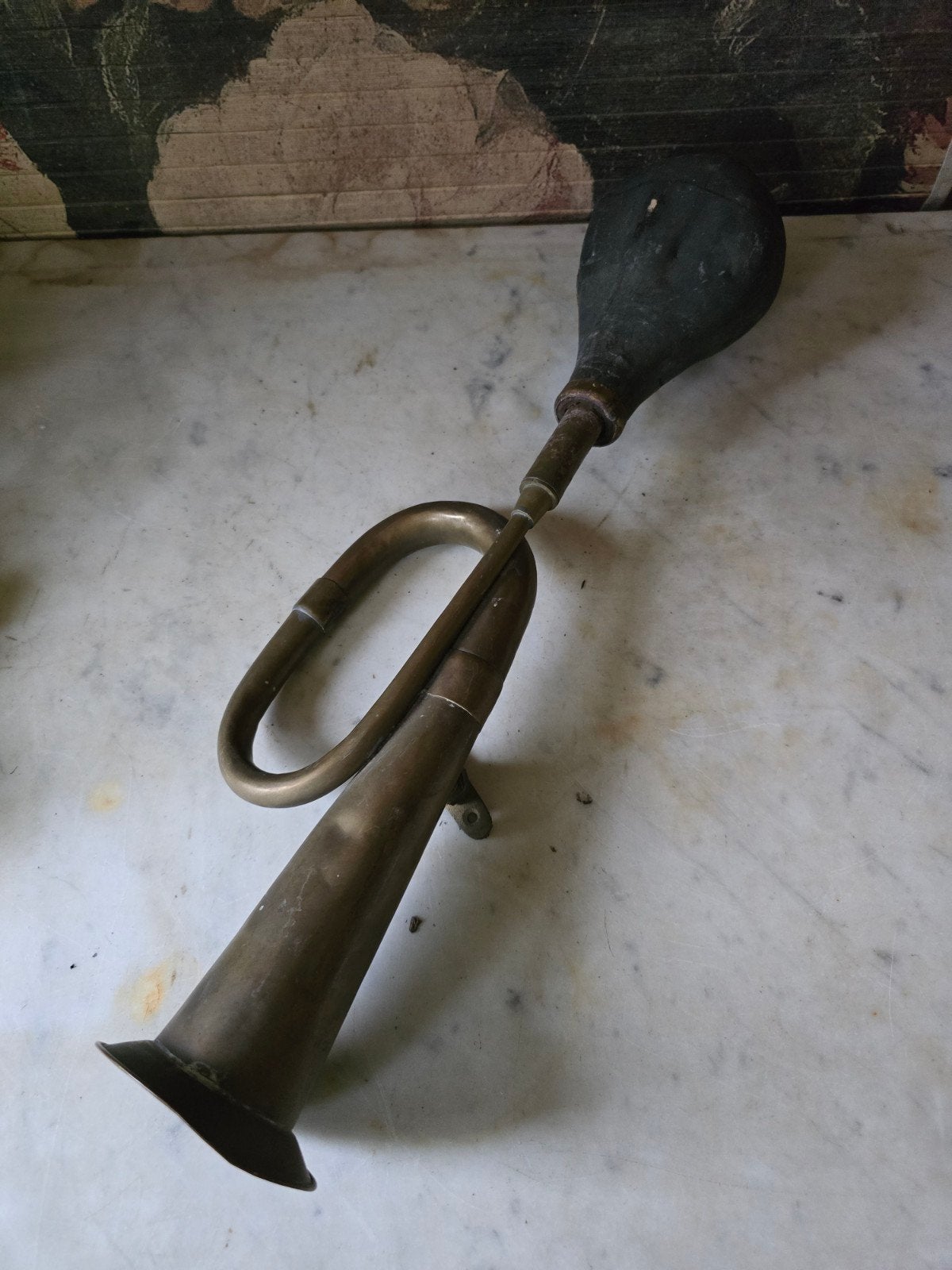 Oude koperen hoorn toeter nr8, Antiek en Kunst, Ophalen of Verzenden