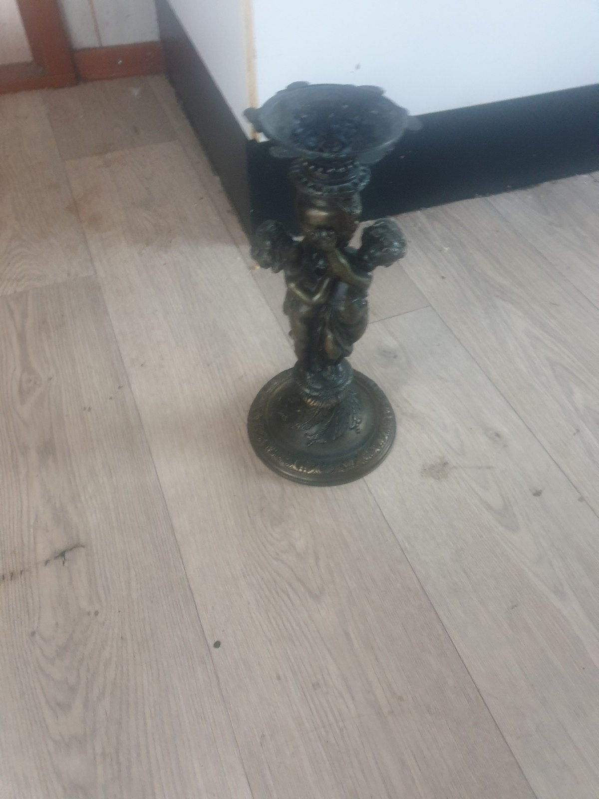 Prachtig antiek cupido kandelaar, Ophalen of Verzenden