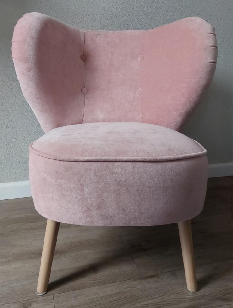 Roze IKEA stoel met zachte bekleding en houten poten, Ophalen, Overige kleuren, Eén