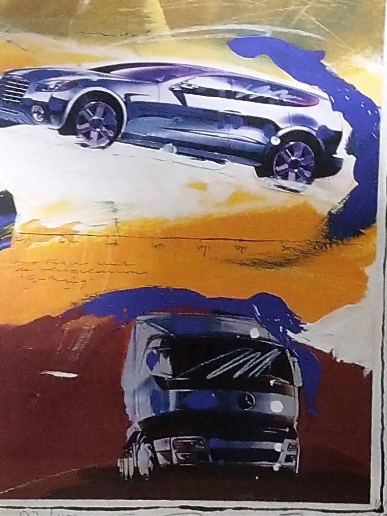 Mercedes Benz kunstprint van auto's, vrachtwagen, genummerd, Ophalen, 50 tot 75 cm, Nieuw, Schilderij