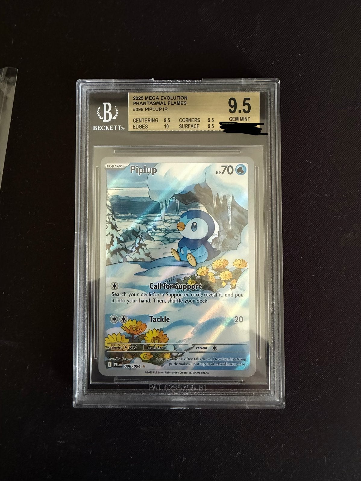 #098 piplup ir beckett grade 9.5, Ophalen of Verzenden, Zo goed als nieuw