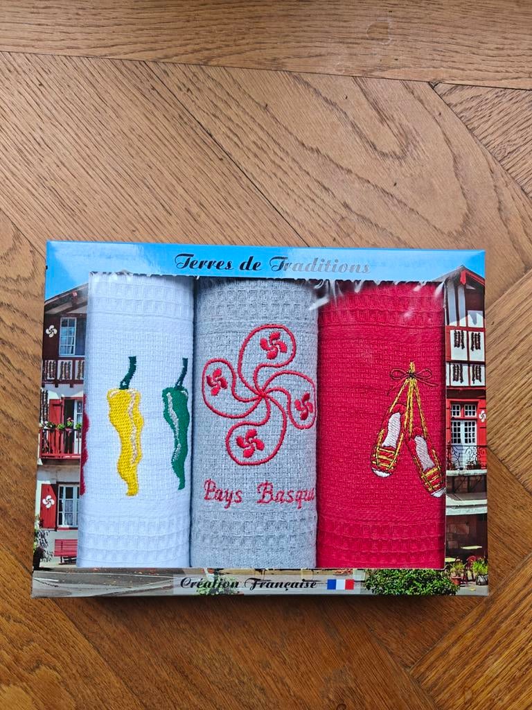 Set van 3 theedoeken "Terres de Traditions" 40x60 cm, Ophalen of Verzenden, Nieuw, Overige kleuren, Theedoek of Handdoek