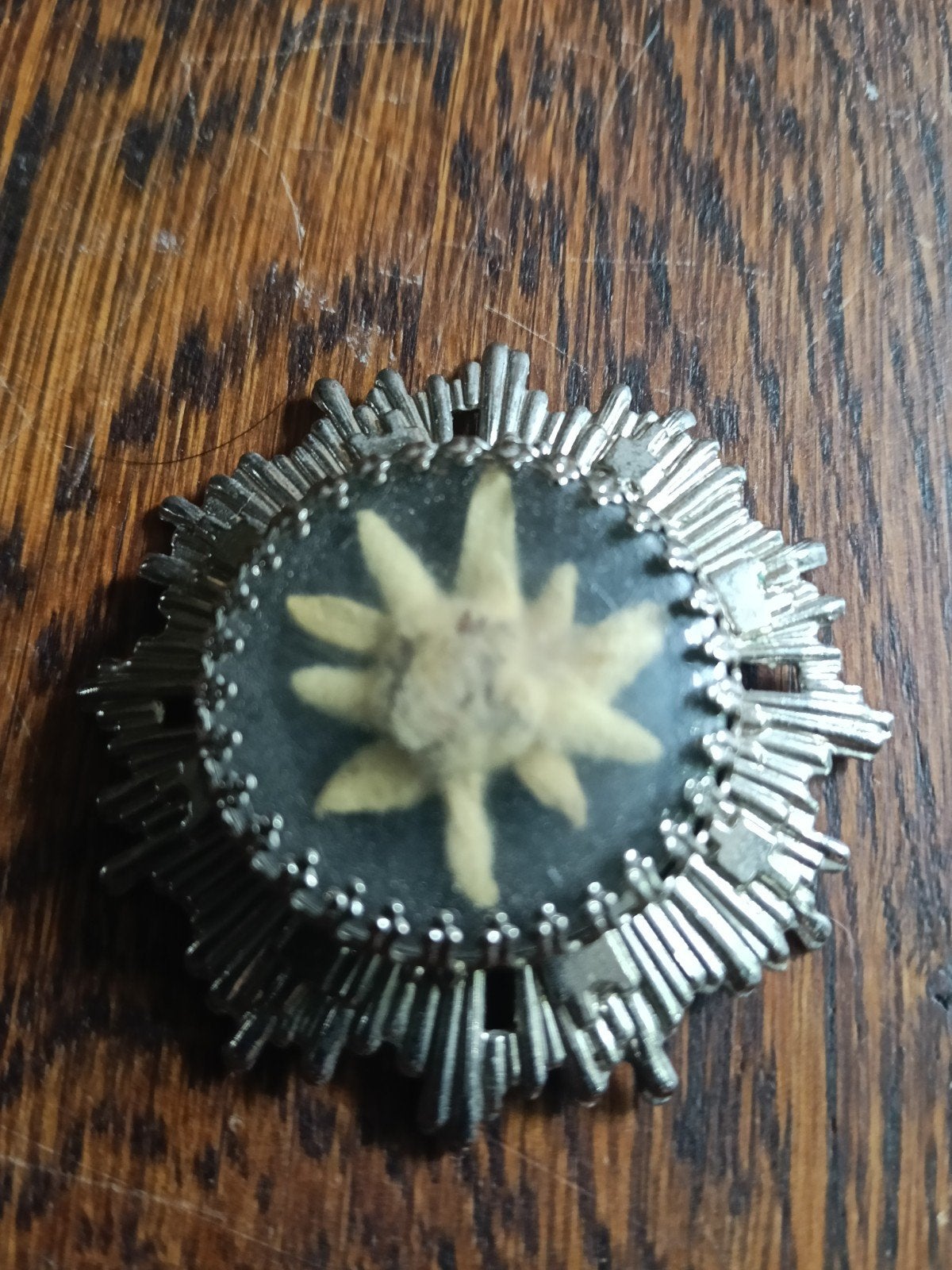 Vintage Edelweiss Broche - Zilverkleurig met bloem, Overige materialen, 4 tot 7 cm, Gebruikt, Ophalen of Verzenden