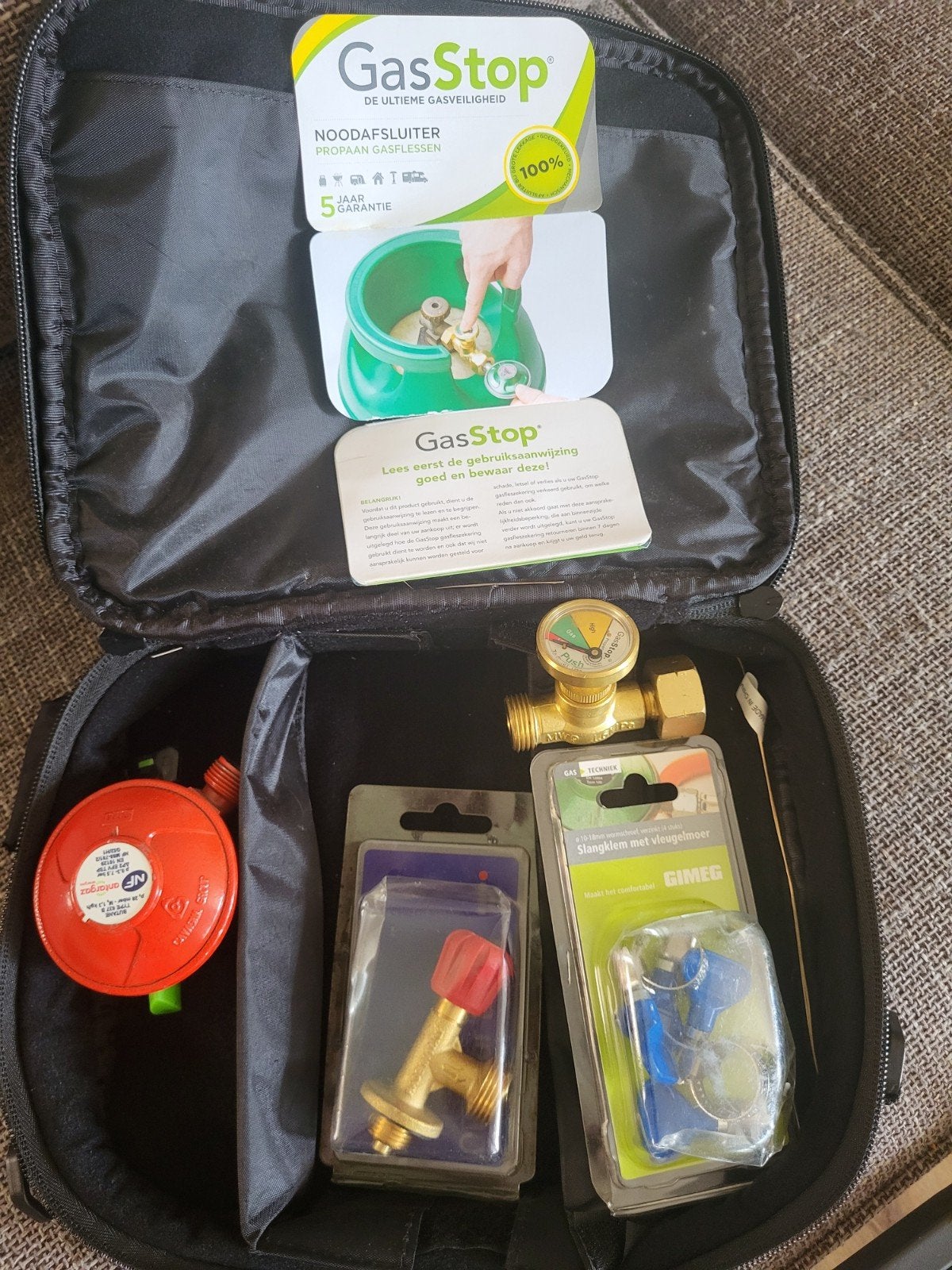 GasStop Noodafsluiter Propaan Gasflessen met accessoires, Ophalen of Verzenden, Nieuw