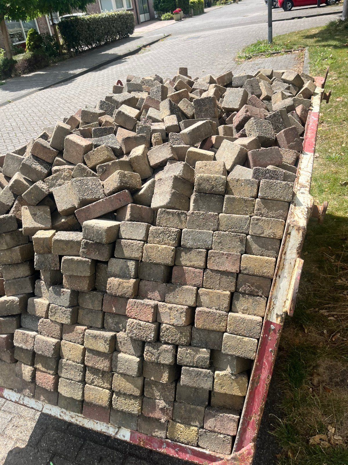 Bakstenen Tuintegels klein, Doe-het-zelf en Verbouw, Metselstenen, Ophalen, Gebruikt, Bakstenen