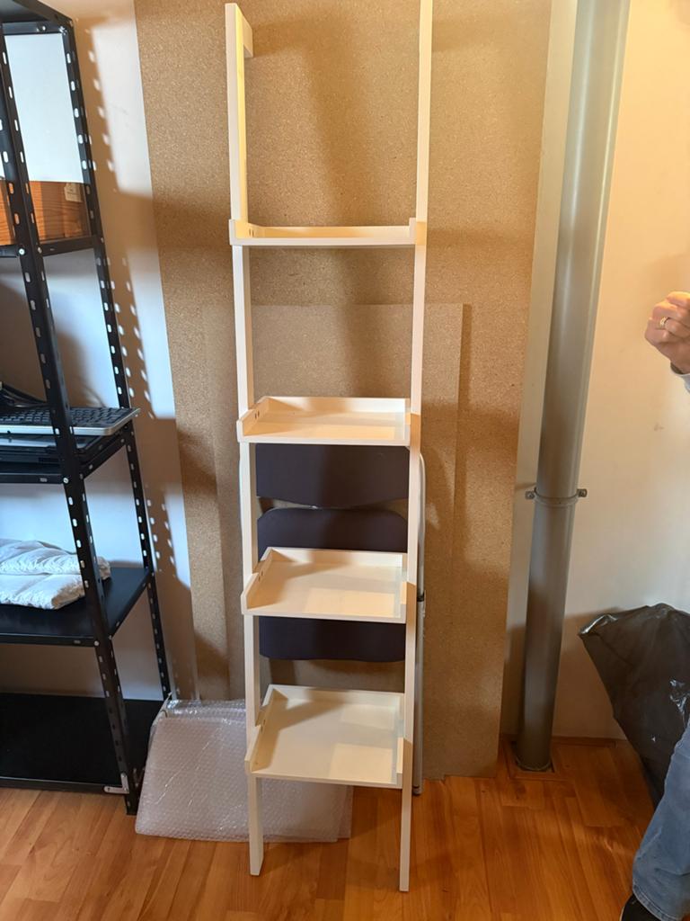 Houten wandrek met 3 planken en 2 opbergbakken, Huis en Inrichting, Woonaccessoires | Wandplanken en Boekenplanken, Gebruikt, Ophalen