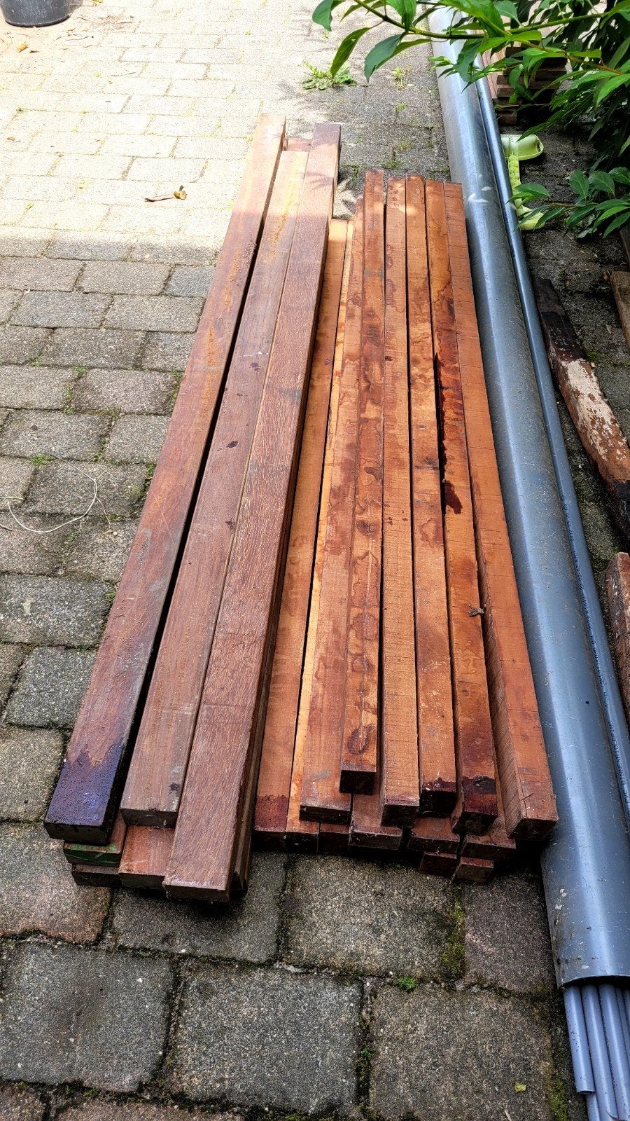Basralocus/Teak hardhouten palen vlonder/tuin, Doe-het-zelf en Verbouw, Hout en Planken, Ophalen, 50 mm of meer, Balk, Minder dan 200 cm