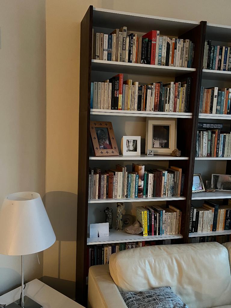 Pastoe wengé boekenkast + opzetstuk, Ophalen, Met plank(en), Gebruikt, 50 tot 100 cm