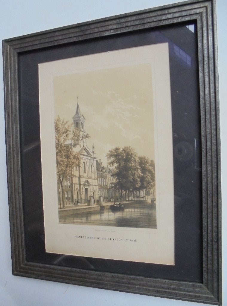 1860 Litho ’s-Gravenhage Princessegracht St. Antonius-kerk, Ophalen