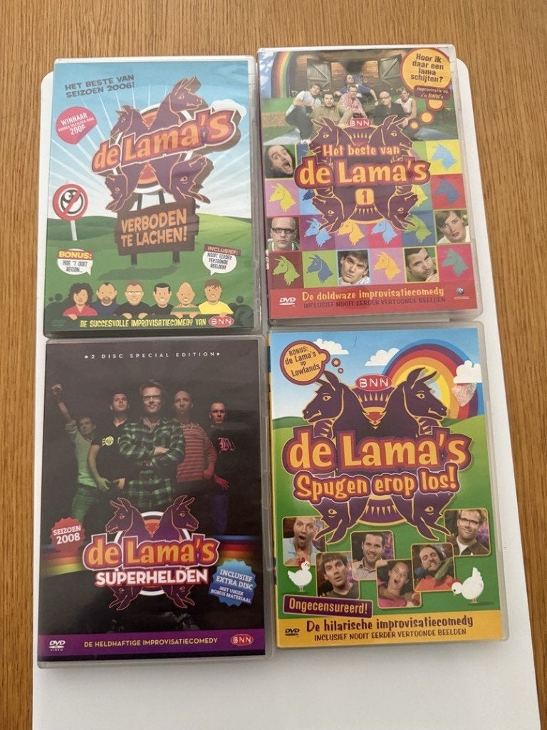 de  lama,s   4 cd,s voor  9, euro, Cd's en Dvd's, Dvd's | Tv en Series, Alle leeftijden, Zo goed als nieuw, Komedie, Ophalen of Verzenden