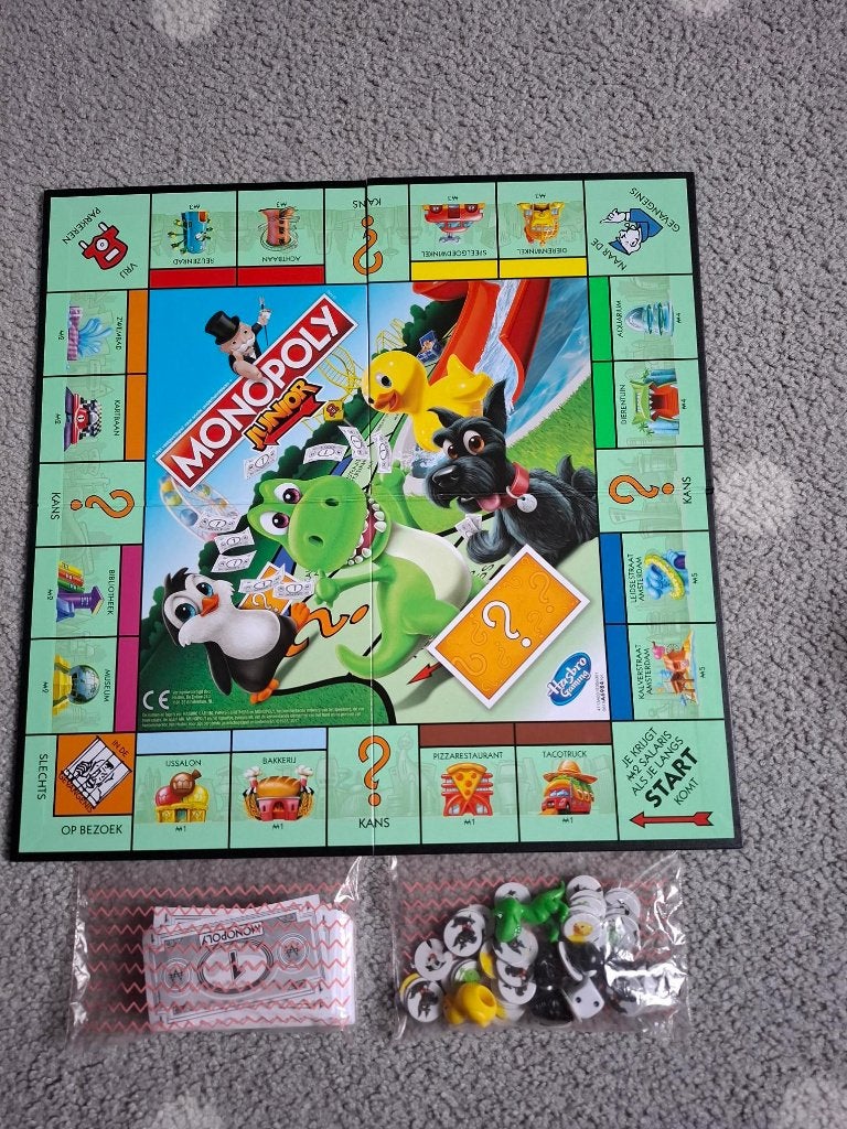 Hasbro Junior Monopoly zgan, Ophalen of Verzenden, Zo goed als nieuw, Hasbro Games